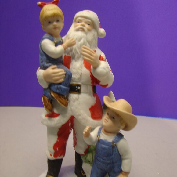1985 Denim Days "I Love Santa" Figurine - #8951 Interiors Homco Vintage - Picture 1 of 16